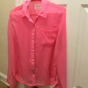 Silky button down top